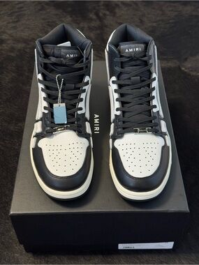 AMIRI Skel Top-Hi White & Black Leather Sneakers